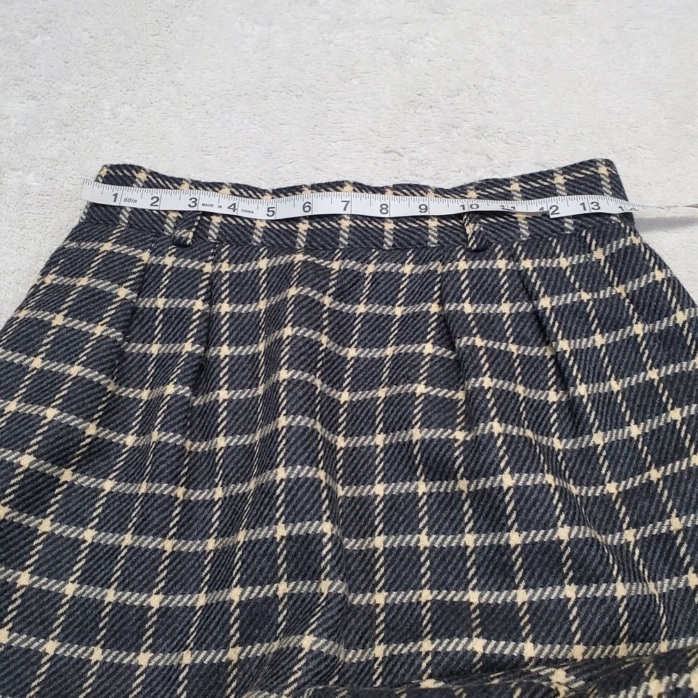 Jones New York Gray Cream Plaid Wool Skirt 10 Academia Classic Office Old Money - Picture 6 of 8